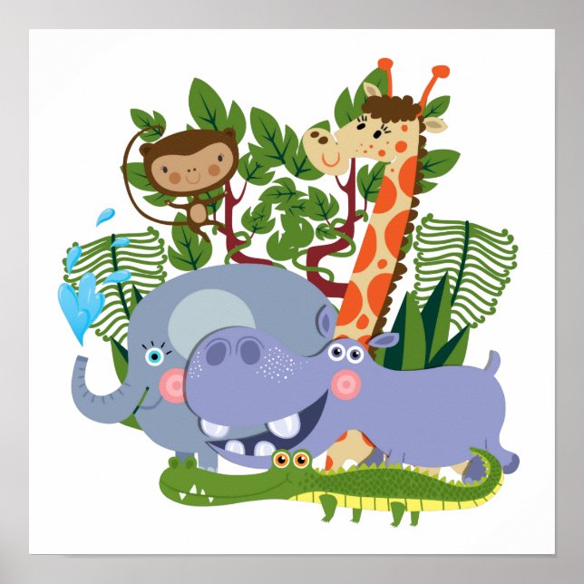 Póster Animales de Safari Cute (Frente)