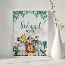 Animales de Safari dulces Tratamientos Rótulo, sal