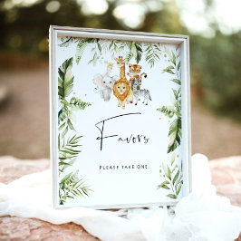 Póster Animales de safari favores de ducha de bebé