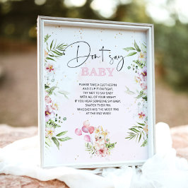 Póster Animales de safari floral No digas juego de ducha 