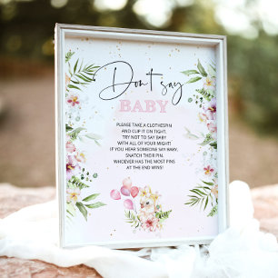 Póster Animales de safari floral No digas juego de ducha 