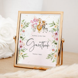 Póster Animales de safari floral Poster de libros invitad