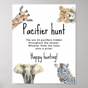 Póster Animales de safari - Juego de caza de chupete para