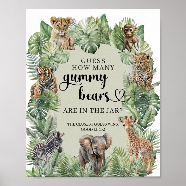 Póster Animales de Safari Jungla adivinan cuántos osos de (Frente)