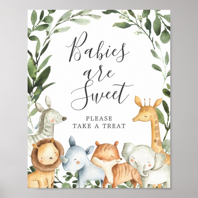 Póster Animales de Safari Los bebés de Baby Shower son un (Frente)