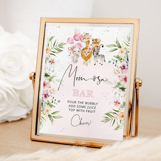 Póster Animales de Safari rosa floral Signo de barra de M (Subido por el creador)