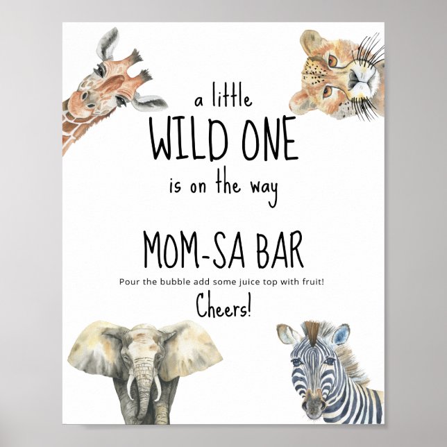 Póster Animales de safari silvestres - bar mamá-osa (Frente)