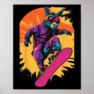 Póster Animales De Snowboard - Donkey En Snowboard Snowbo