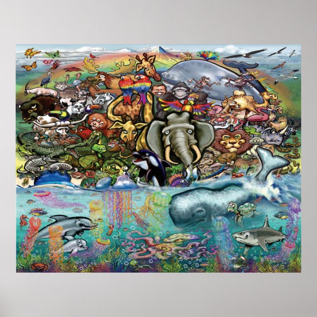 Póster Animales de tierra y mar (Frente)