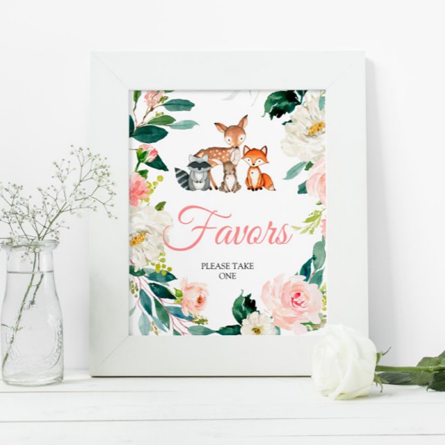 Póster Animales de Woodland Baby Shower favorece el Rótul (Subido por el creador)