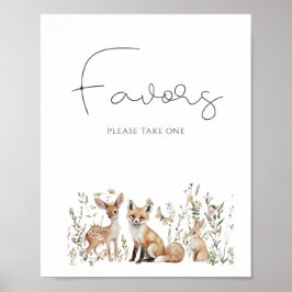 Póster Animales de Woodland Baby Shower favorecen