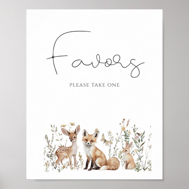 Póster Animales de Woodland Baby Shower favorecen (Frente)