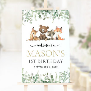 Póster Animales de Woodland, Bosque, Primera Bienvenida d
