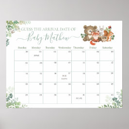 Póster Animales de Woodland conjeturan juego de natalidad