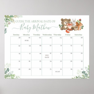 Póster Animales de Woodland conjeturan juego de natalidad