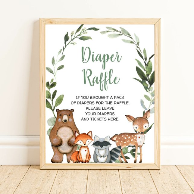 Póster Animales de Woodland Diaper Raffle signo de la duc (Subido por el creador)