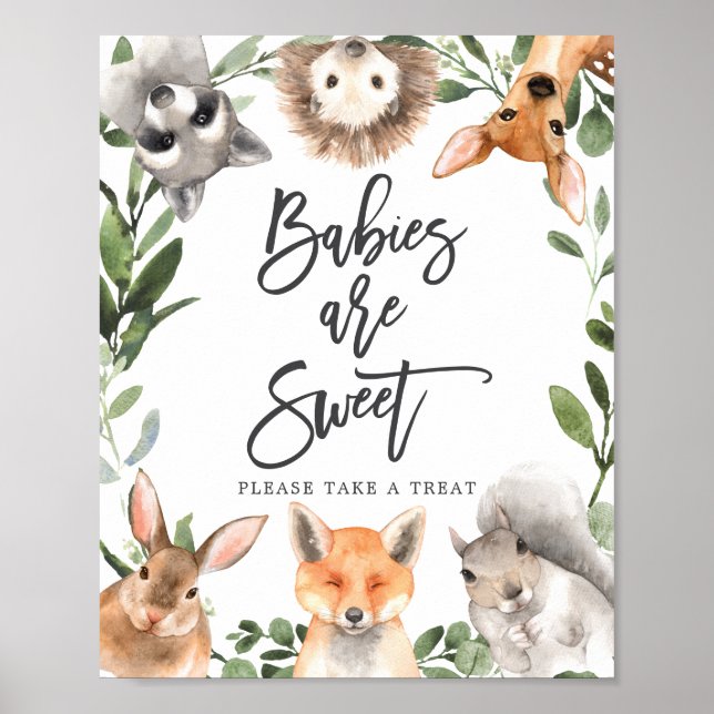 Póster Animales de Woodland Los bebés de Baby Shower son  (Frente)