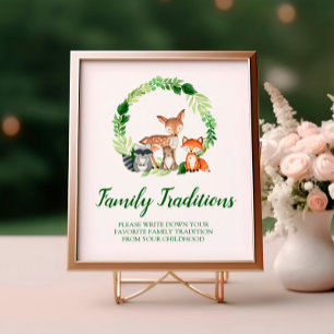 Póster Animales de Woodland Rótulo de tradiciones familia