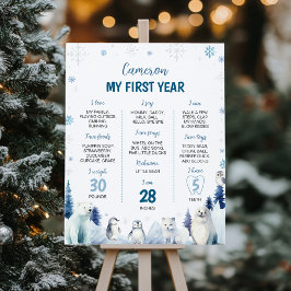 Póster Animales del Ártico Primer hito Fiesta de cumpleañ