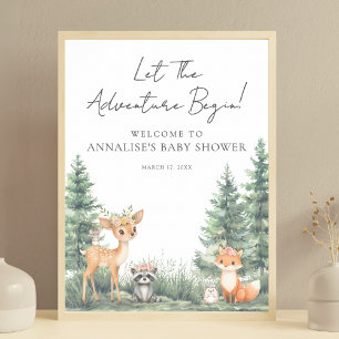 Póster Animales del Bosque Aventura Baby Shower