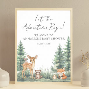 Póster Animales del Bosque Aventura Baby Shower