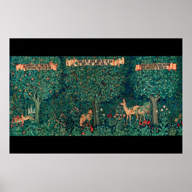 Póster Animales del bosque, ciervas, elaboración digital  (Frente)