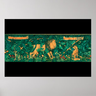 Póster Animales del bosque,León, Elaboración digital de W