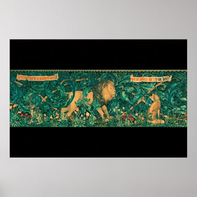 Póster Animales del bosque,León, Elaboración digital de W (Frente)