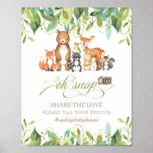 Póster Animales del Bosque Verdor Oh Snap Comparte el Amo