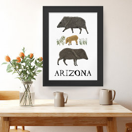 Póster Animales del desierto de la familia Javelina ARIZO