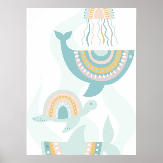 Póster Animales del Mar de Boho (Frente)