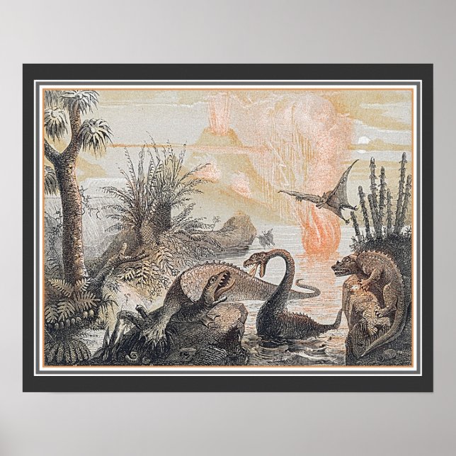 Póster Animales del mundo prehistórico de los años 20 (Frente)