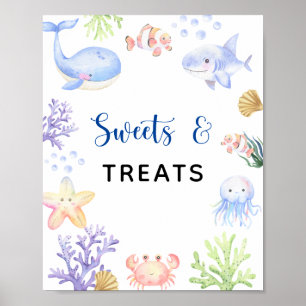 Póster Animales del océano - pancarta de dulces y golosin