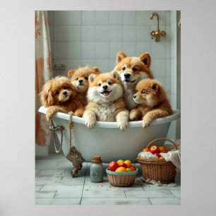 Póster Animales divertidos en la bañera