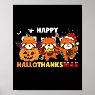 Póster Animales Divertidos Para Las Fiestas Panda Rojo Na