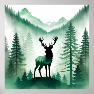 Póster Animales Elk Wildlife Animal Nature Environment Fo