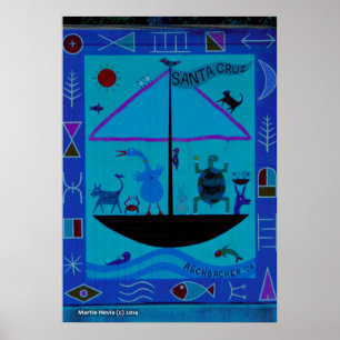 Póster Animales en barco