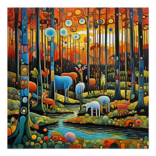 Póster Animales en el bosque
