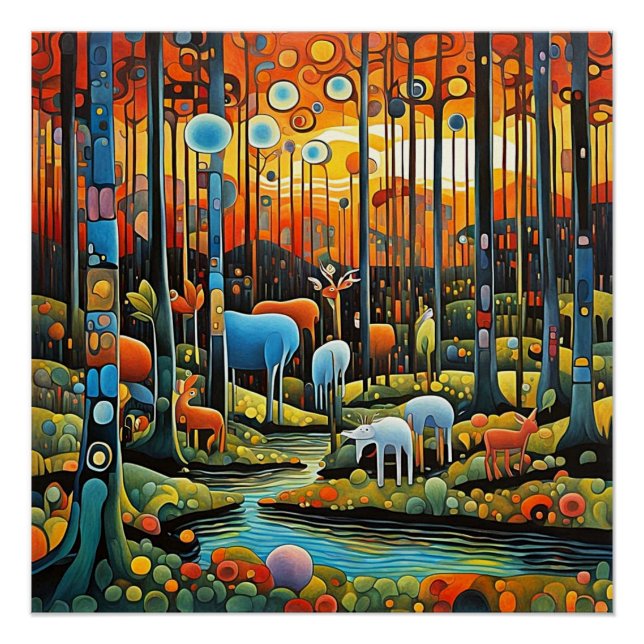 Póster Animales en el bosque (Anverso)