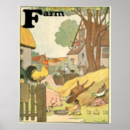 Póster Animales en el libro de historias de los alfabetos