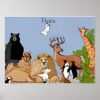 Póster Animales en paz