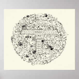 Póster Animales en peligro Árboles planeta Tierra dibujan