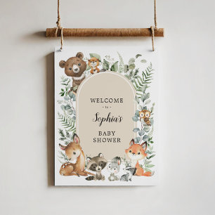 Póster Animales encantadores del bosque Bienvenida a la f