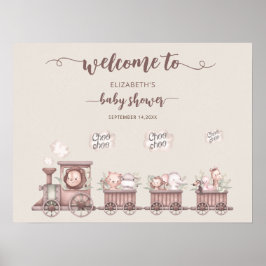Póster Animales entrenan Baby Shower Boho Welcome Foam Bo