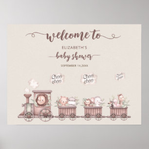 Póster Animales entrenan Baby Shower Boho Welcome Foam Bo