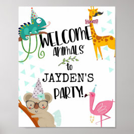 Póster Animales fiestas, Cumpleaños Infantil, fiesta Anim