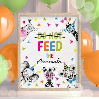 Póster Animales Fiestas Safari no alimentan el Rótulo de 