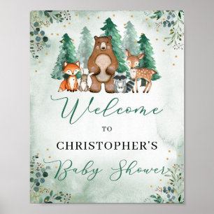 Póster Animales forestales de Woodland Signo de bienvenid