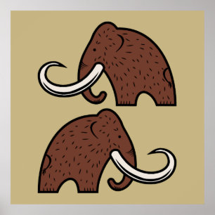 Póster Animales Gigantes: Dibujos Animados de Mamuts Exti