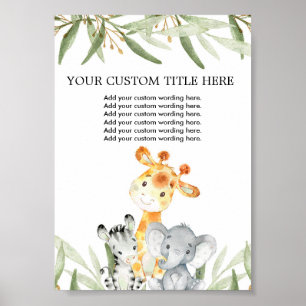 Póster Animales lindos de safari verde Personaliza Tu Pro